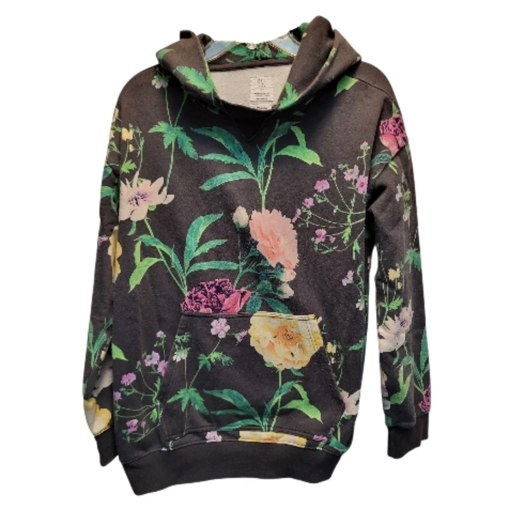 GAP Teen Eco-Friendly Dark Unisex Hoodie in 'Summer Floral' - Size 14-16*